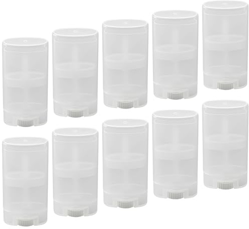 QUUPY 10 Pcs 15ml Deodorant Containers,Empty Refillable Plastic Oval Lip Gloss Balm Tubes,for Fill Deodorant Chapstick, Lip Balm, Lipstick, Etc,Transparent