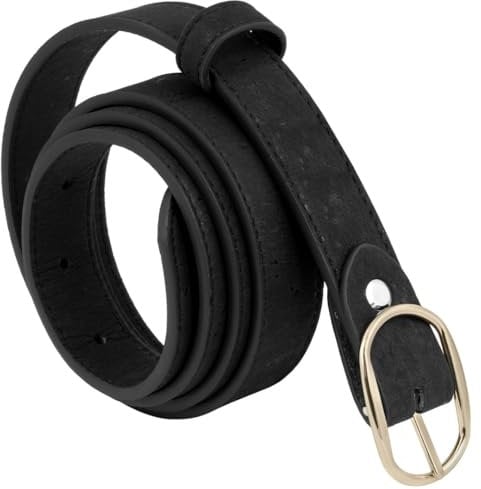 Simaru Damen Gürtel aus Kork Bahia (Schwarz, 95 (L))