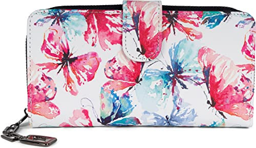 styleBREAKER Porte-Monnaie pour Femme avec Motif de Papillon coloré, Design Vintage, Fermeture éclair, Porte-Monnaie 02040156, Couleur:Blanc-Rouge