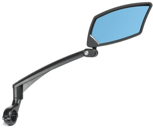 BriskMore Handlebar Bike Mirror, Anti-Glare Blue Convex Glass Lens for Flat Handlebars, Scratch Resistant, Ajustable And Rotatable Safe Rearview Bicycle Mirror Only for Right Side BT-016RB