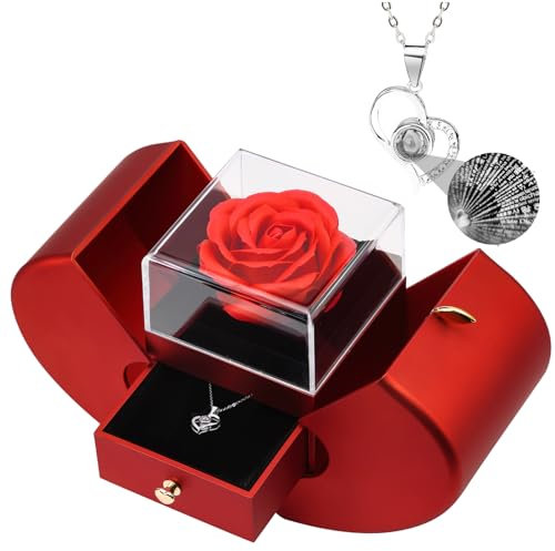 Collar de cristal rosa real preservado con flor eterna, hecho a mano, rosa fresca, collar con colgante de corazón de amor, regalo de joyería, regalo para el día de la madre, día de San Valentín, rosas