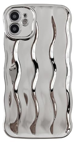 Caseative Wasserwellen-Rahmen, weich, kompatibel mit iPhone-Hülle (Silber, iPhone 11)