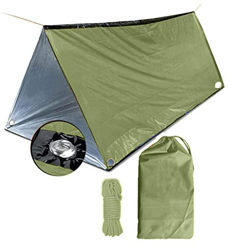 Emer Gency Survival-Zelt, 150 x 238,8 cm, wasserdicht, für 2 Personen, Mylar, Thermoschutz, wasserdicht, reflektierendes Material für Wandern, Camping