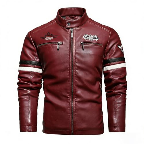 YXYSZZ Motorcycle Jacket Men Biker Motorbike Coat Zip Up Windbreaker Protective Gear(L,Z2906rd)