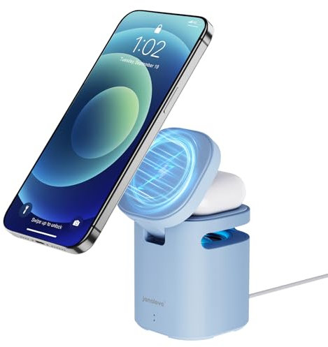 Magsafe Ladegerät mit Lautsprecher - 2 in 1 Ladestation für iPhone 14/13/12/Pro/Max/und AirPods 3/2/Pro (Blau)