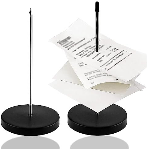 Pincho Para Notas, Soporte Para Notas de Papel de 2 Piezas, Pinza Para Notas de Papel con Clavo Y Base de Metal Para Restaurante Cocina Oficina Hotel (Negro)