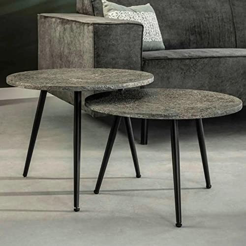 RINGO-Living Couchtisch Alaula in silbergrauer Metall Optik 2er Set