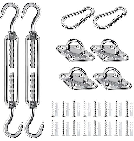 gotyou Kit di Fissaggio per Vela Parasole, Kit di Fissaggio per Tende, Acciaio Inossidabile Kit di Fissaggio per Tenda a vela, Kit di Fissaggio e Installazione, per Vele Parasole e Tende