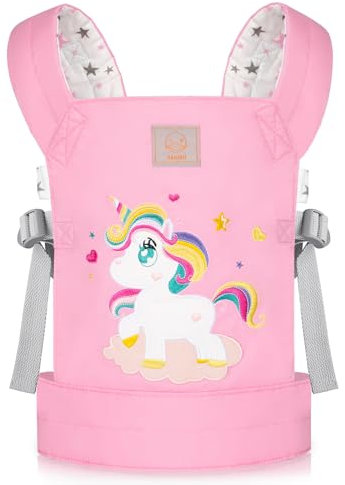 GAGAKU Puppentrage Babytrage für Puppen Bauchtrage Puppe Kinder Babytrage Spielzeug Trage Puppenzubehör - Rosa - Bestickt Qilin