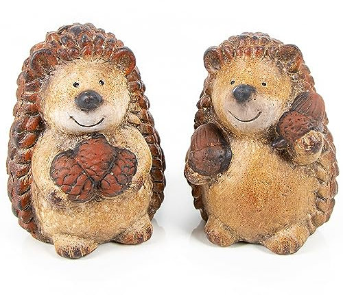 Logbuch-Verlag 2 Igel Figuren Deko 12,5 cm Herbst für drinnen und draußen als Geschenk Mann Frau