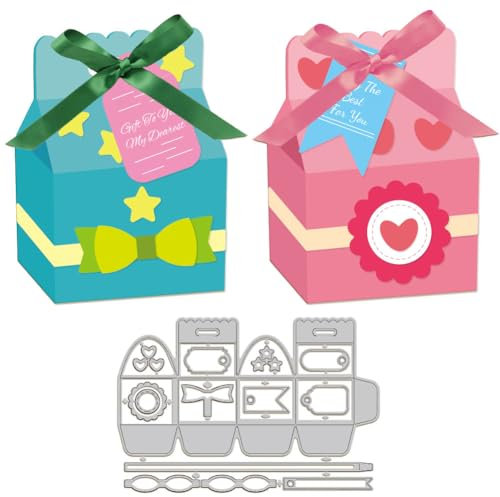 GLOBLELAND 3D Mini Geschenkbox Stanzformen Für Die Kartenherstellung, Süßigkeiten Geschenktüten Box Stanzungen, Prägeschablonen Aus Karbonstahl, Vorlage Für DIY Scrapbooking, Album, Basteldekoration
