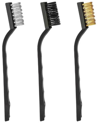 Wire Brush,3 pcs Brass Wire Brush Metal Rust Remover Brushes Cleaning Paint Steel Brush, Nylon Brush for Cleaning Masonry, Stove, Sink, Dust and Rust,Black