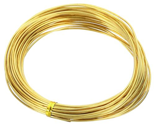 PATIKIL Alambre de Latón Semiduro, 1 Pieza de Calibre 16/1,3 mm de Diámetro, Carrete de 10 M/32,8 Pies de Alambre Puro para Hacer Joyas, Bisutería y Plantas de Jardín