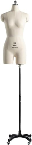 AviiSo Weiblich Schaufensterpuppe Verstellbare Schaufensterpuppe zum Nähen, Erwachsene Frauen kleiden Körpertorso mit Ständer und Rädern (Color : White, Size : XL-86)