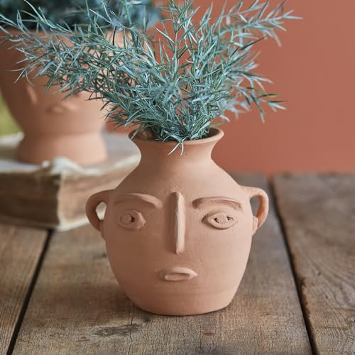 Colonial Tin Works Abstract Face Terra Cotta Jug, 6.75-inch Height, Home, Home Décor