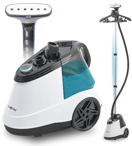 True & Tidy Kleidungsdampfglätter mit mehr als 90 Minuten Dampfzeit, für den privaten und gewerblichen Gebrauch, 1800 Watt starker Dampf, Rollen für einfache Bewegung, 3 Einstellungen