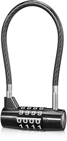 Brifit Zahlenschloss Vorhängeschloss, Schloss mit zahlencode 4 Stelliges mit Langer bügel, Stahldrahtdurchmesser 5mm Länge 175mm, Gut Zähigkeit, für Koffer Schließfächer Aktenschränke Kleiderschränke