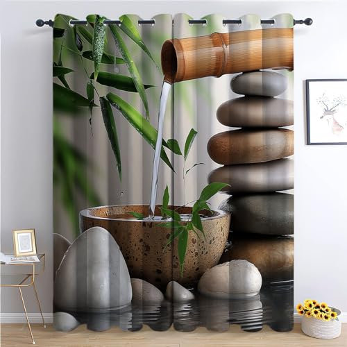 CozyRest Verdunkelungsvorhänge Mit Ösen, 160 x 70 cm Blickdichte Vorhänge, Wärmeisolierend Vorhang, Kieselpflanzen Vorhänge Für Kinderzimmer Schlafzimmer Schiebevorhänge