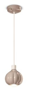 Licht-Erlebnisse Premium Hängelampe Keramik rund Ø 13 cm schmal in Sandgrau Retro Design E14 Keramiklampe Pendelleuchte Wohnzimmer Esszimmer