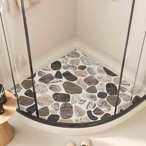 Yinghesheng Tapis de Douche d'angle antidérapant 90x90cm Tapis de Douche en PVC Souple antidérapant Tapis de Bain Anti-moisissure avec évacuation pour Sol de Salle de Bain,A