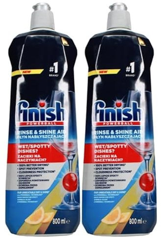 Finish Dishwasher Cleaner Rinse Aid| Lemon| 800ml |For Ultimate Clean and Diamond Shine| Pack of 2