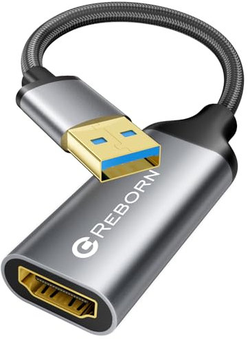 Reborn USB to HDMI Adapter, 1080P@60Hz USB 3.0 Male to HDMI Female Multi-Display Cable Converter Suitable for Macos Windows 7/8/10/11 - Driver Installation is Required