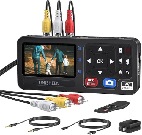 Unisheen VHS to Digital Converter - Add Battery Holder,Compatible with VHS, VCR, DVR, DVD, Hi8, Mini DV, Camcorder, Cassette Tape, Gaming Consoles