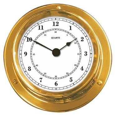 Boot & Motor Uhr 84x110mm Messing