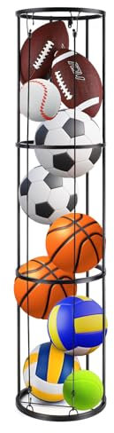 HAMON 3 Livelli Rastrelliera da Basket, Portapalle Verticale per Palloni, Rastrelliera da Calcio in Metallo, Rastrelliera per Palloni Verticale, Stoccaggio di Attrezzature Sportive per Garage