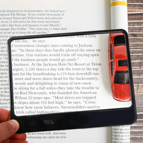 LOMUG 3X Leselupe, Handlupe Leichte Lupe von Büchern, Rechteckige Lupe zum Lesen für Senioren Groß, Lesen Inspektion Handwerk Uhrmacher Münzen Briefmarken, Ideal für Sehbehinderte Person und Senioren