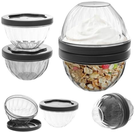 KADAX Tazza per cereali To Go 700 ml, in plastica, con 2 scomparti separati per cereali e yogurt, tazza per colazione da asporto