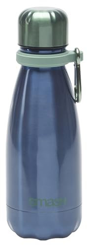 Smash Stainless Steel Single Wall 400ml Water Bottle with Carabiner, Blue/Green