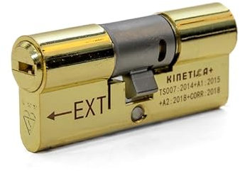 UAP Kinetica+ K4 3* Kitemarked Horizontal Euro Key & Turn Cylinder Door Lock - Advanced Home Security & Safety, Bio Key, 6-Pin, Anti-Bump, Anti-Drill (70mm 30EX-10-30 (35EX/35) (Polished Brass)