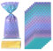 PRECORN Meerjungfrau Geschenktüten – 50er Set Bunte Goodie Bags mit Meeresmotiv, Mädchen Kindergeburtstag, Party-Tüten, Mitgebsel-Beutel mit Hasenohren-Verschluss