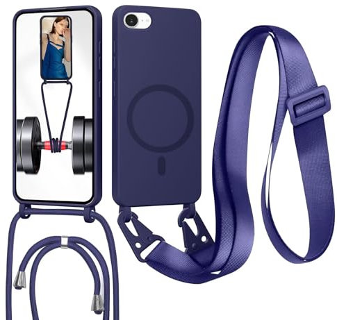 Handykette mit Band für iPhone 6/7/8/iPhone SE 2020/SE 2022 Hülle,Lanyard (abnehmbar) Handyhülle Case mit justierbarer Schnur Abnehmbar Strap, Crossbody Schutzhülle zum Umhängen Kordel,Dunkelblau