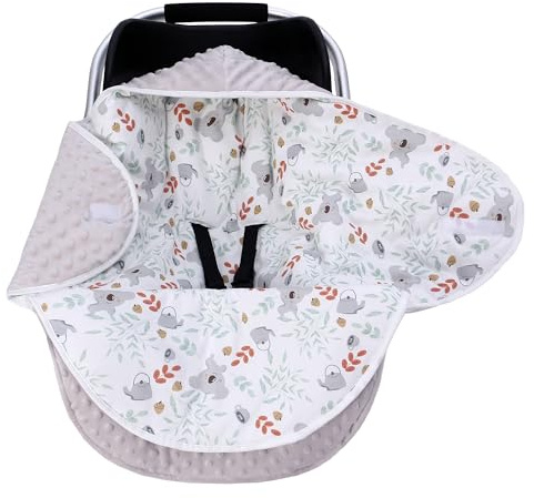 Einschlagdecke Babyschale für Winter Buggy Universal Fußsack Babydecke Baumwolle Baby Pucksack für Kinderwagen Autositz 3-12 Monate (Koala M (3-12M))