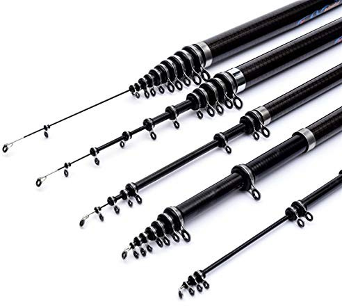 IZHAOGJING Angelrute, Teleskoprute Teleskop Carbon Angelrute 2,2-3KG Test Power Rock Stangen 2,7 m 3,6 m 4,5 m 5,4 m 6,30 M 7,2 m