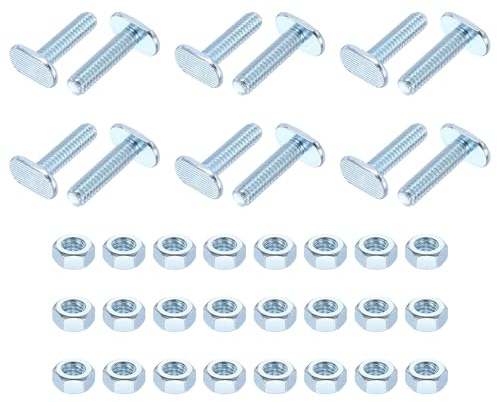 PATIKIL 1/4-20 x 1 T Track Bolts, 12 Pack T Slot Bolts Universal with 24 Pack 1/4 Hex nuts for Woodworking Jigs Fixture Accessories Hardware, Silver