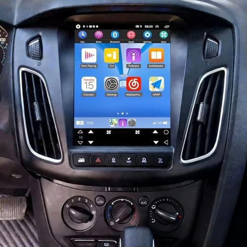 9.7 Inch Doble DIN Radio del Coche para Ford Focus MK3 2012-2018 con Wireless Carplay Android, 2+32G Android 14 Touchscreen Radio Navi GPS Bluetooth WiFi Backup CameraDSP FM/RDS Mirror Link