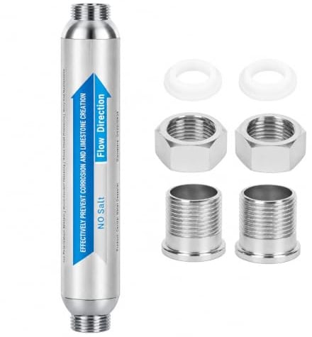 Filtro anticalcare doccia G 3/4 in acciaio inox riduzione, addolcitore d'acqua, sistema di decalcificazione magnetica FOF in linea per prevenire depositi di calcare in tutta la casa, decalcificazione