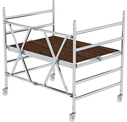 Günzburger Steigtechnik MUNK 115401 Aluminium Gerüst klappbar, fahrbar Arbeitshöhe (max.): 3m Sil