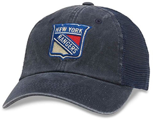 AMERICAN NEEDLE Raglan Bones NHL Mesh Strapback Hat (41152A-Parent), New York Rangers (Marineblau), Einheitsgröße
