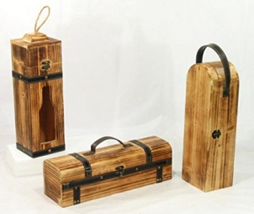 Caja de regalo para botellas de vino, de madera, 3 diseños surtidos.