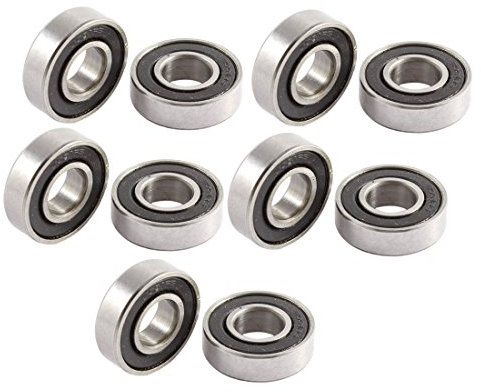 sourcing map 10Stk Doppelseitige Gummidichtungen Rillenrad 6001RS Kugellager 12x28x8mm DE de
