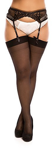 BIGGI BIG Magic 20 Denier Grande Taille Bas pour Porte-Jarretelles à 60 Plus Size Chaussettes, 20 DEN, Noir, 48-50 (XL) Femme