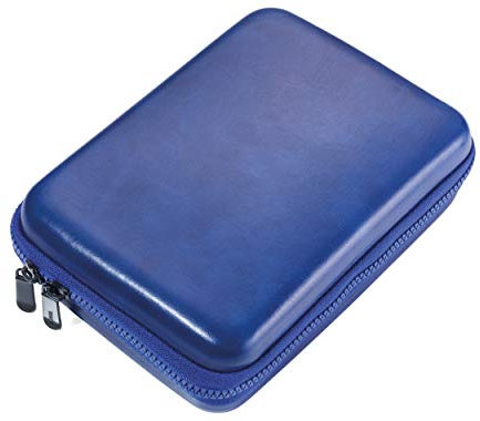 Troika Organizer-Etui mit Reißverschluss, 3 Innenfächer, 6 Elastikband-Schlaufen, Trennwand (innen), Kunstleder, Samt, blau/schwarz