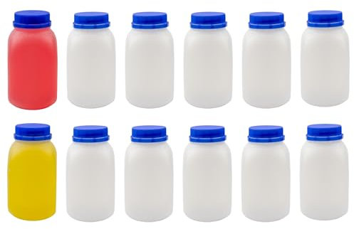 Cornucopia Brands 12-Pack of 8-Ounce Plastic Milk Bottles, BPA-Free, Dishwasher-Safe, Multi-Use for Milk, Juice, Smoothies, Lunch Box & More