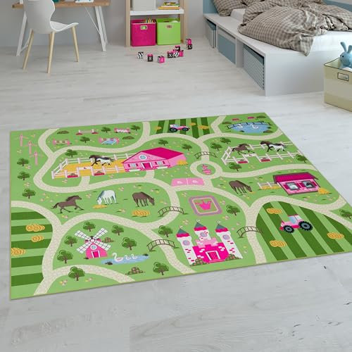 Paco Home Tapis Enfant, Tapis Chambre Jeu Garçon Fille Moderne Antidérapant, Dimension:100x200 cm, Couleur:Vert
