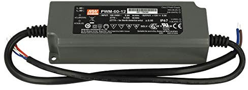 MeanWell PWM-60-12, Alimentatore LED 60W 12V - Tensione Costante CV - Dimmerabile,IP67 Dimming 3 in 1 0-10V 10V PWM Resistance