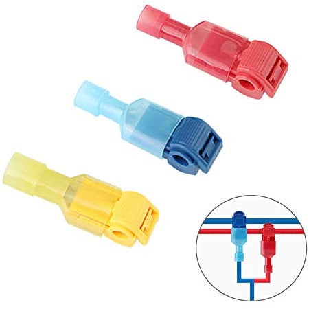 Aiqeer 100 Stück (50 Paare) T-Tap Elektrische Steckverbinder Set, T-Tap Drahtverbinder, T-Abzweigverbinder Schnellverbinder und Vollisolierter Flachstecker Kit (Rot, Blau, Gelb)